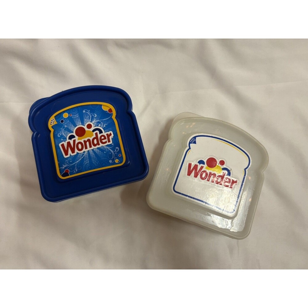 2 Wonder Bread Sandwich Containers 2006 Lunch Box Plastic Bread Holders